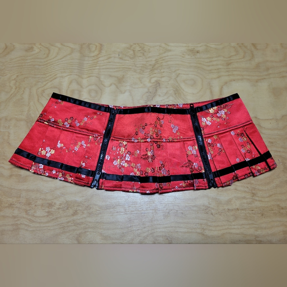 Vintage Living Dead Souls Micro Mini Skirt Red Brocade Large